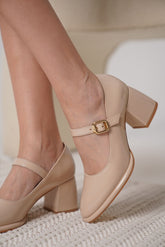 Elegant sleek beige heels